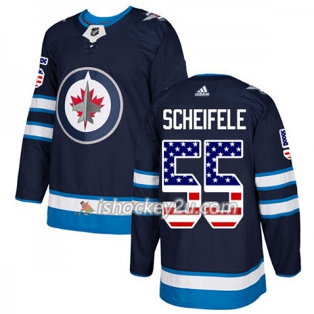 Mænd NHL Winnipeg Jets Trøje Mark Scheifele 55 Adidas 2017-2018 Marine Blå USA Flag Fashion Authentic